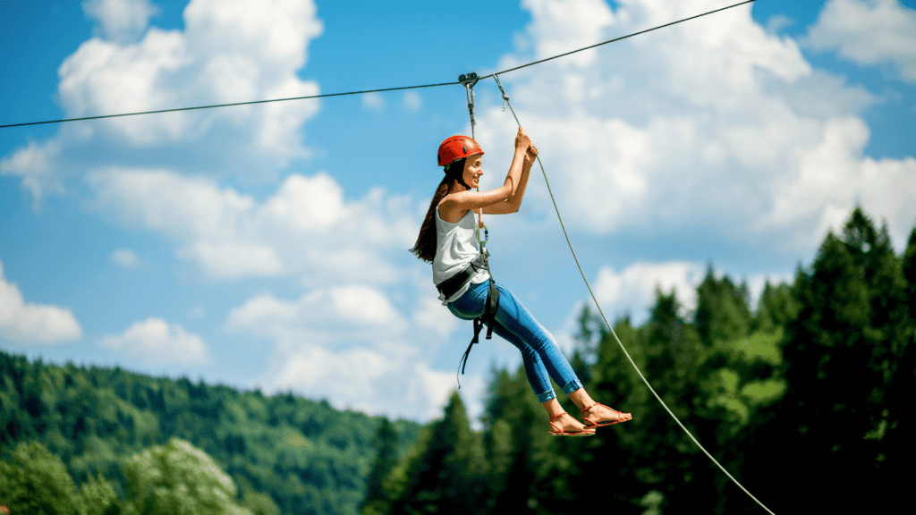 Riding on a Zip Line