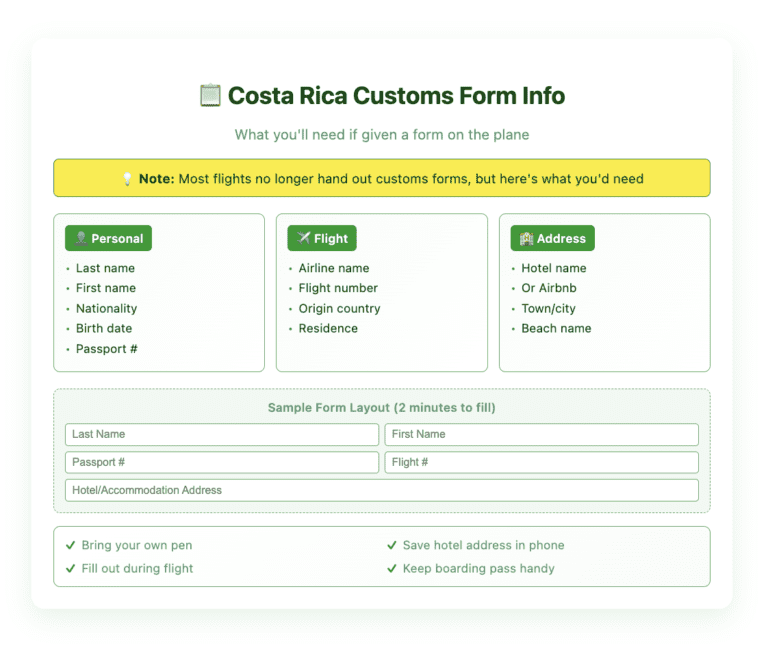 Costa Rica Customs Form Info immigration Costa Rica Customs Form Info immigration