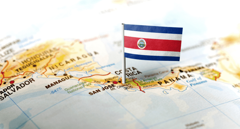Costa Rica pinned on the map with flag First Time Costa Rica pinned on the map with flag First Time