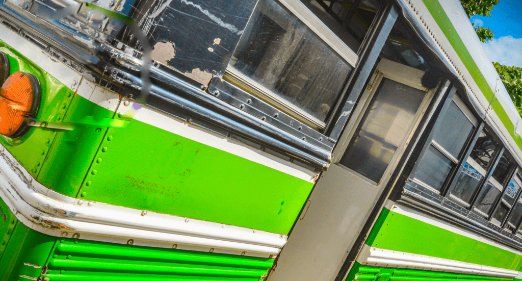 Tamarindo, Public bus,back view,Costa Rica